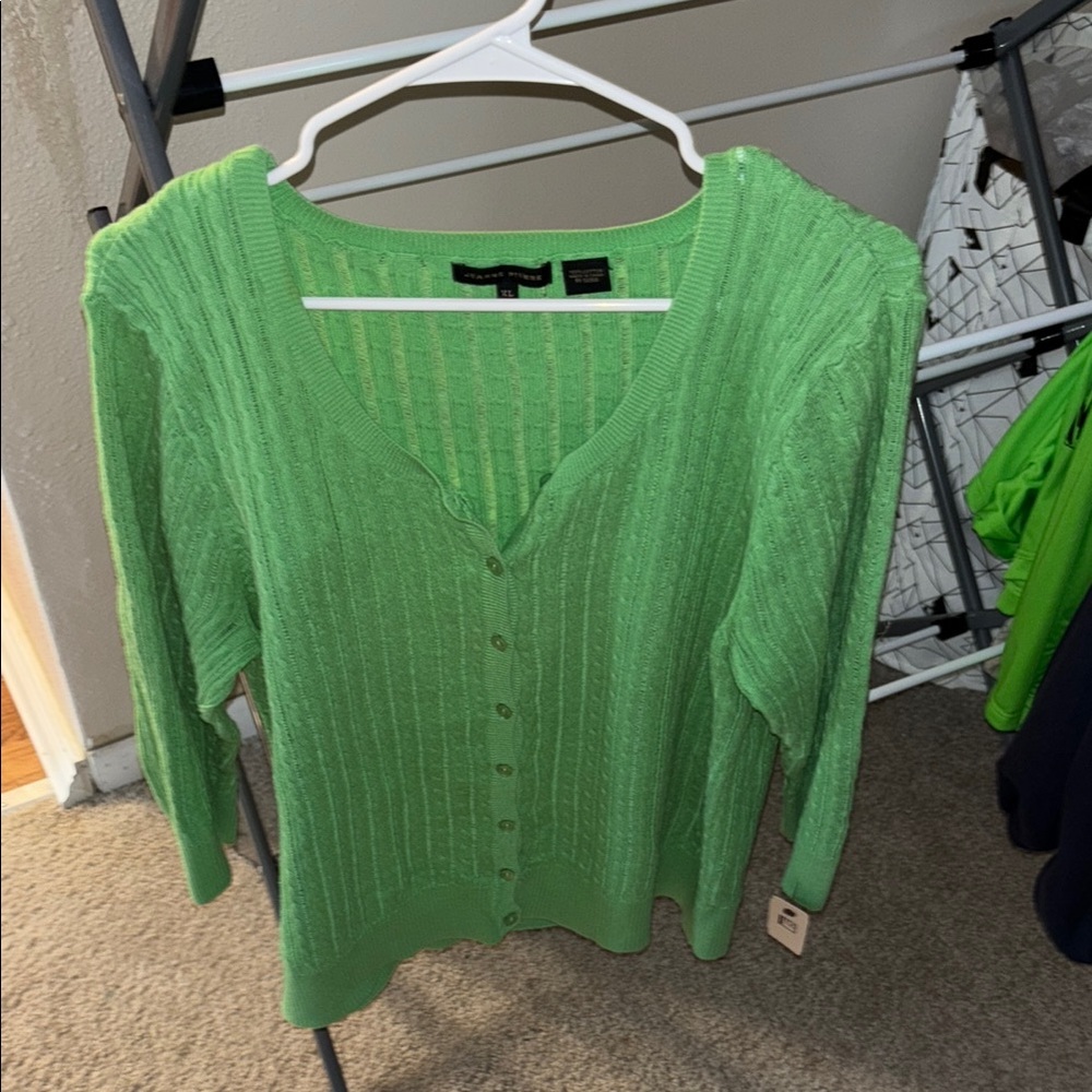 Green Button-Up Women's Sweater